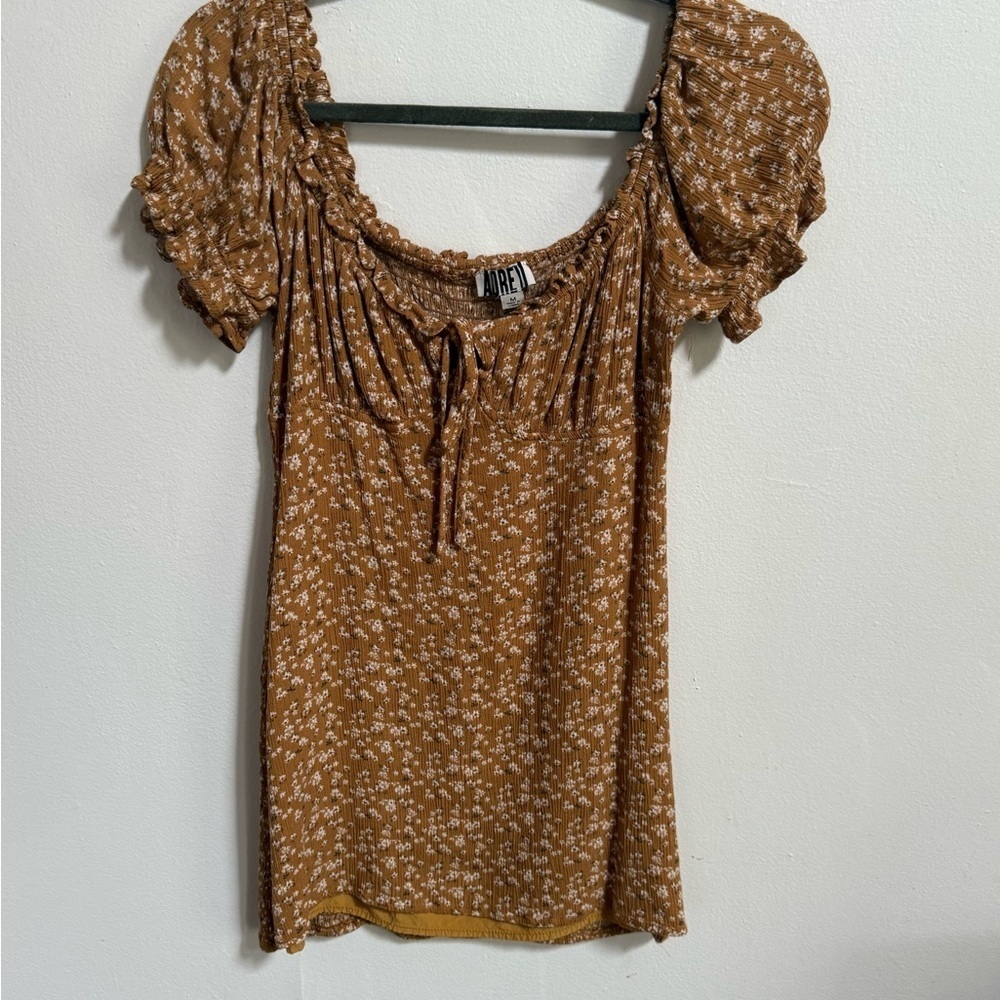 Audrey 3+1 Tan Puff Sleeve Bodycon Mini Dress - Picture 3 of 8
